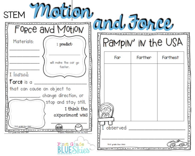 STEM Force and Motion FREEBIE - First Grade Blue Skies