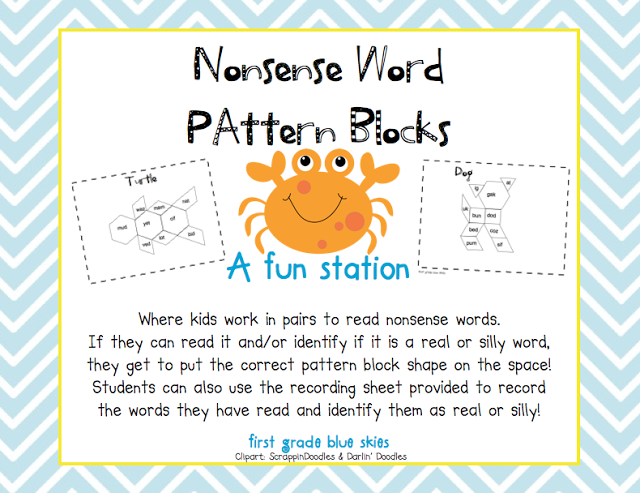 Observations and Nonsense Word Pattern Blocks!